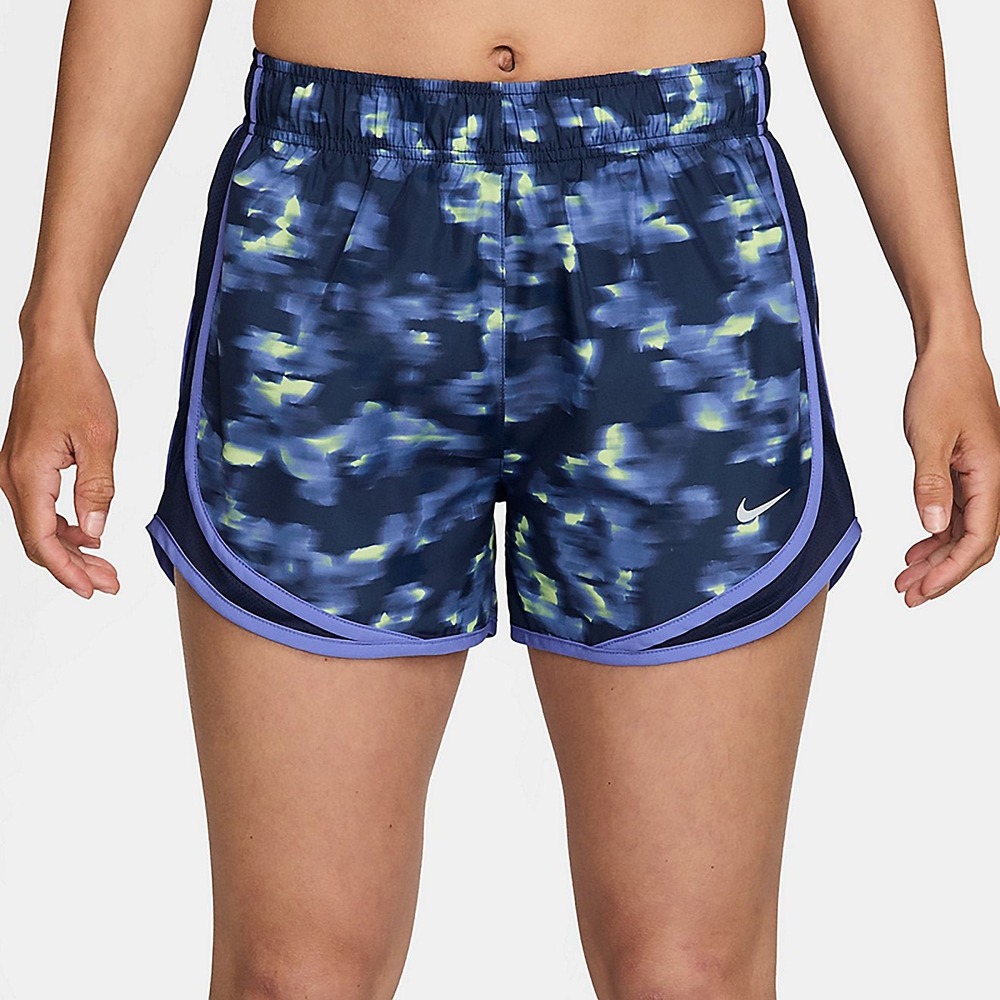 Nike Tempo Mid-Rise Brief-Lined Printed Running Shorts XS Navy Blue Yellow NWT